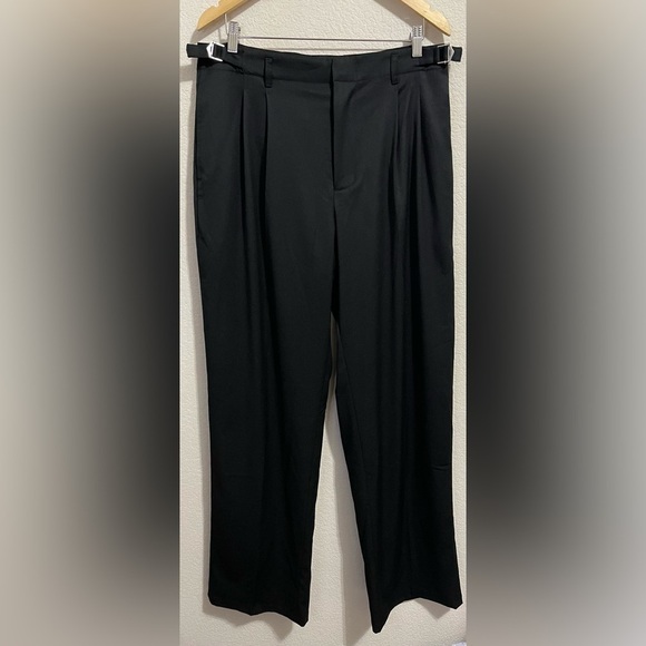SIMKHAI Leroy Relaxed Straight Fit Pleated Pants Size 34 Black - Picture 5 of 11